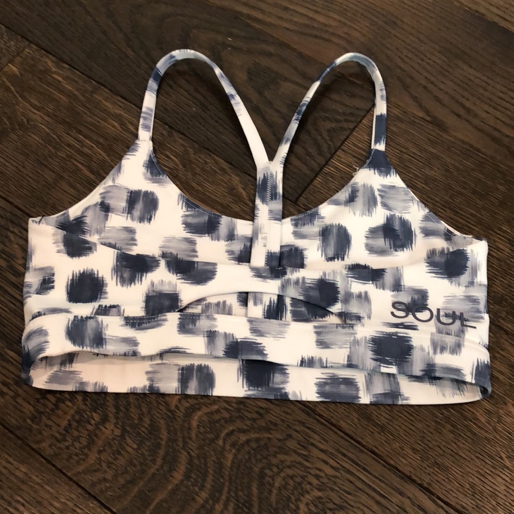 NWT Soulcycle Y Back Katie Yoga Sport Bra Abstract Polka Dot - Picture 7 of 13